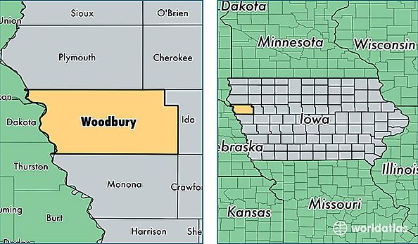 location of Woodbury county on a map