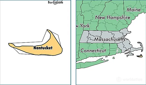 location of Nantucket county on a map