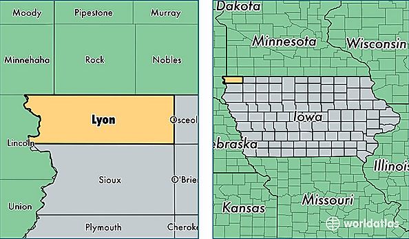 location of Lyon county on a map