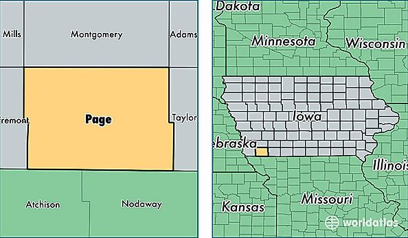 location of Page county on a map