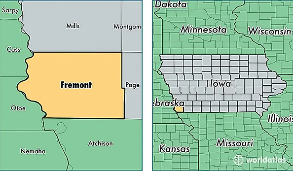 location of Fremont county on a map