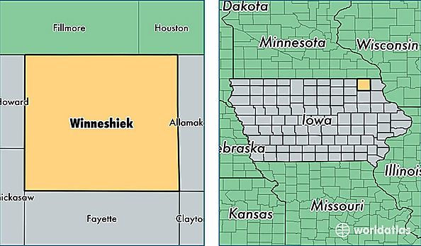location of Winneshiek county on a map
