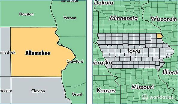 location of Allamakee county on a map