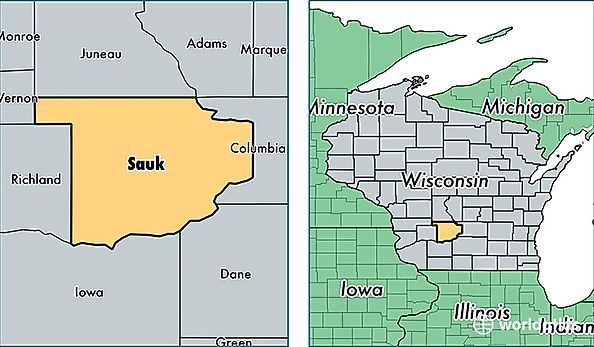 location of Sauk county on a map