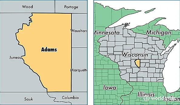 location of Adams county on a map