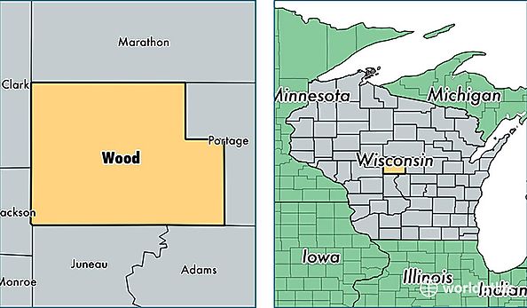 location of Wood county on a map