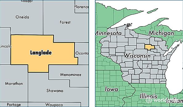 location of Langlade county on a map
