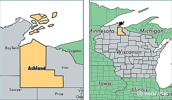 location of Ashland county on a map