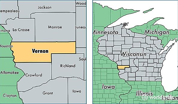 location of Vernon county on a map