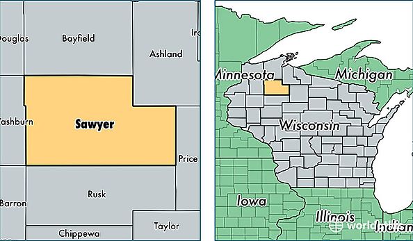 location of Sawyer county on a map