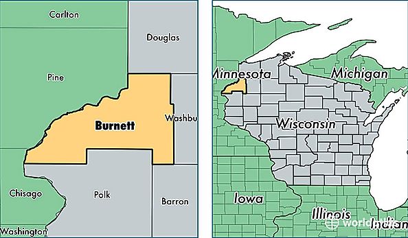 location of Burnett county on a map