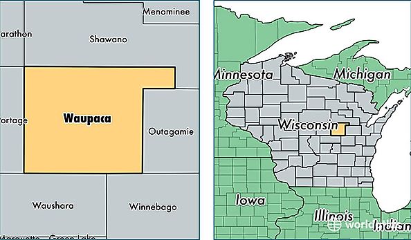 location of Waupaca county on a map