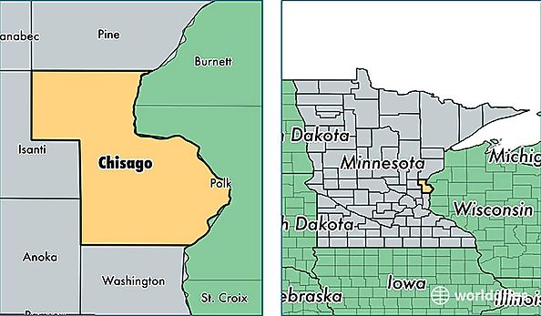 location of Chisago county on a map