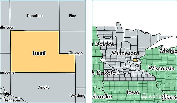 location of Isanti county on a map