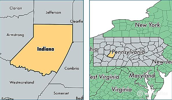 location of Indiana county on a map