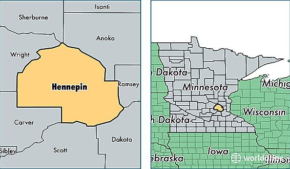 location of Hennepin county on a map