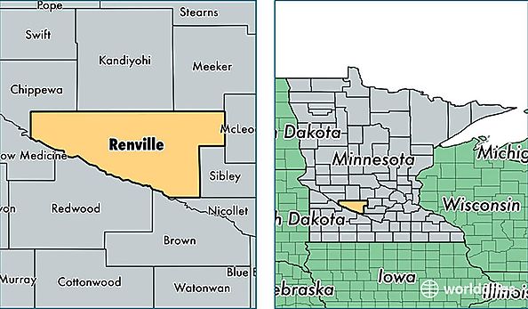 location of Renville county on a map