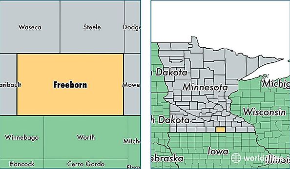 location of Freeborn county on a map