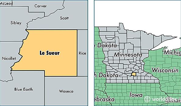 location of Le Sueur county on a map