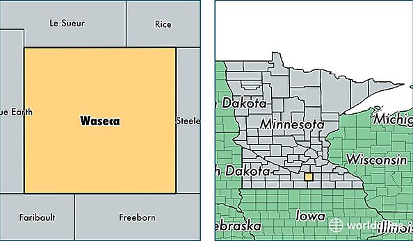 location of Waseca county on a map