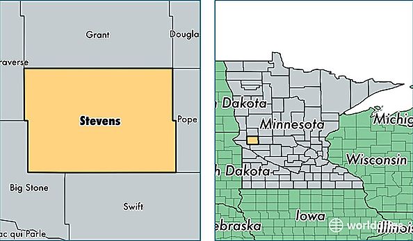 location of Stevens county on a map