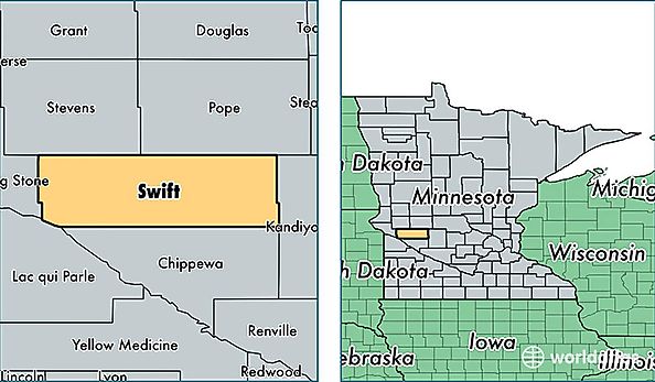 location of Swift county on a map