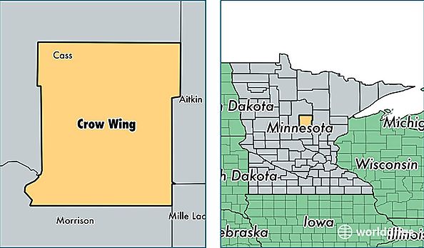 location of Crow Wing county on a map