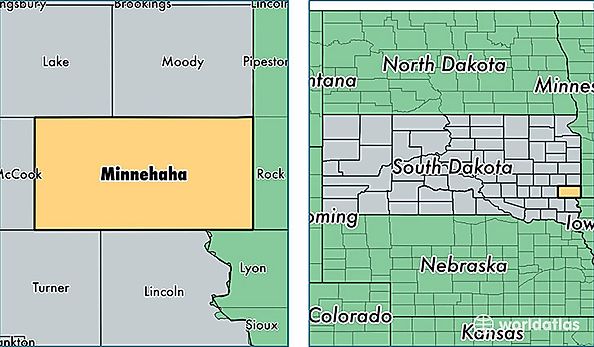 location of Minnehaha county on a map