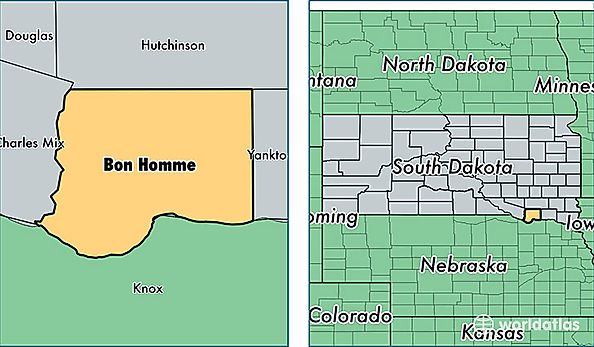 location of Bon Homme county on a map