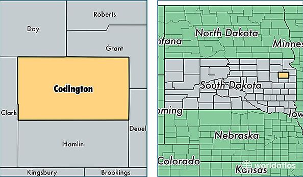location of Codington county on a map