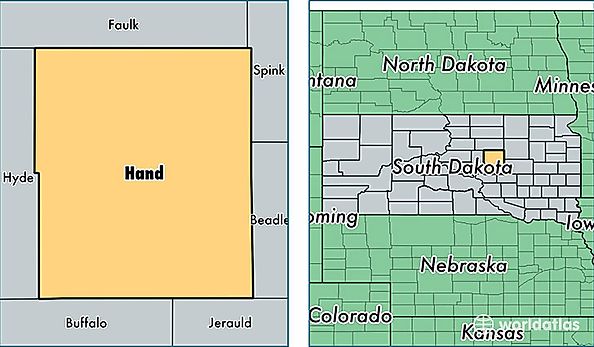 location of Hand county on a map