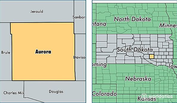 location of Aurora county on a map