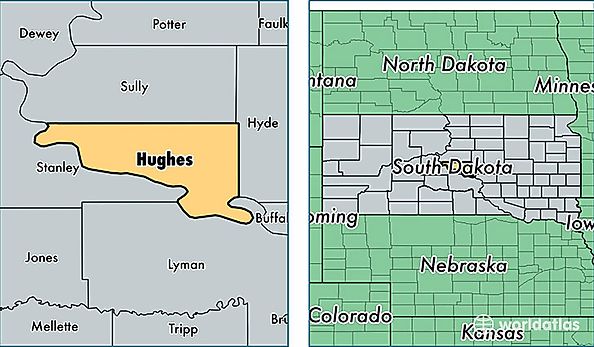 location of Hughes county on a map