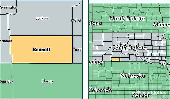 location of Bennett county on a map