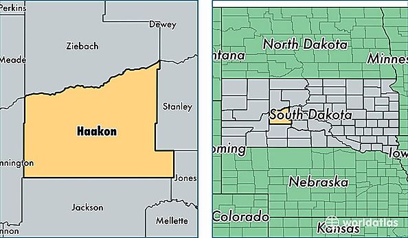 location of Haakon county on a map