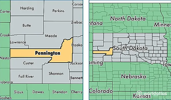 location of Pennington county on a map