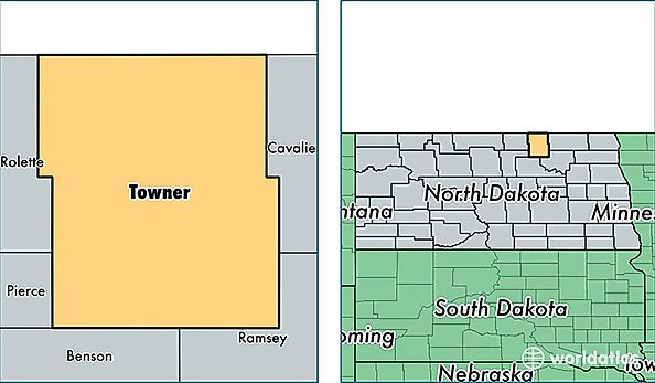 location of Towner county on a map