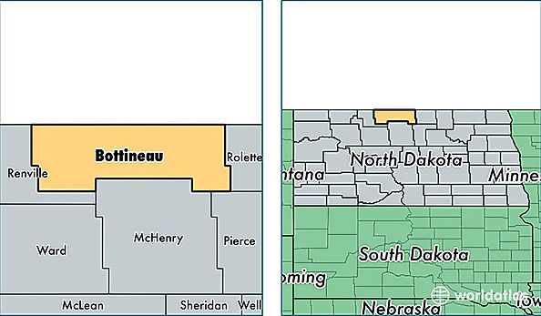 location of Bottineau county on a map