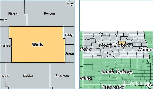 location of Wells county on a map