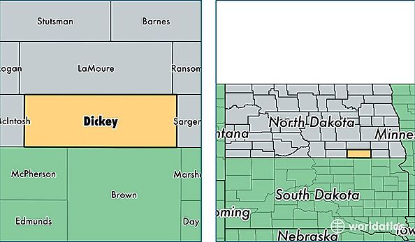 location of Dickey county on a map