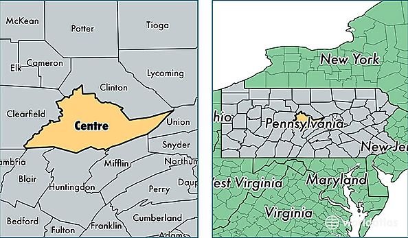 location of Centre county on a map