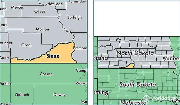 location of Sioux county on a map