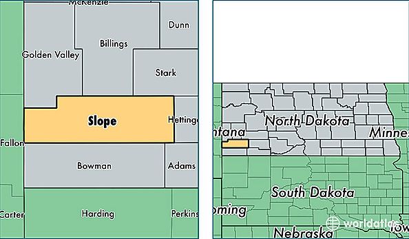 location of Slope county on a map