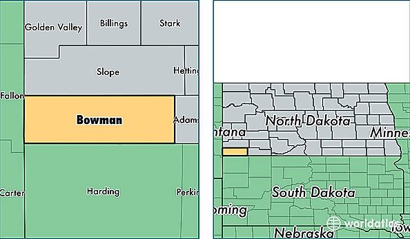 location of Bowman county on a map