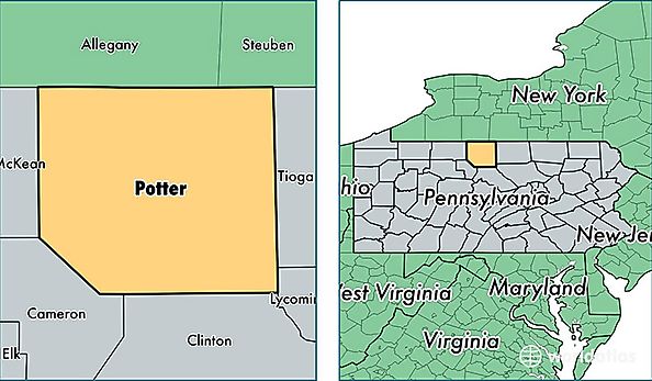 location of Potter county on a map
