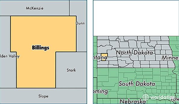 location of Billings county on a map