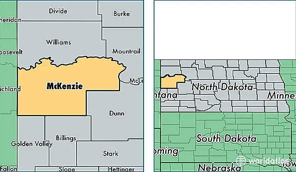 location of McKenzie county on a map