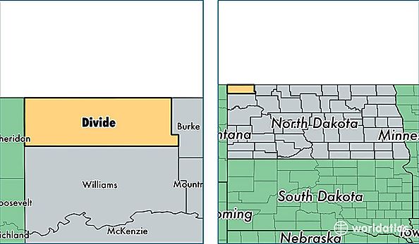 location of Divide county on a map
