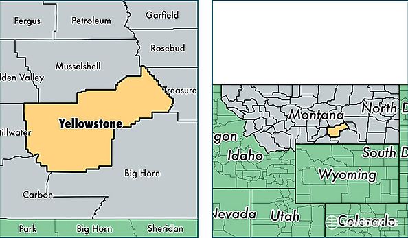 location of Yellowstone county on a map