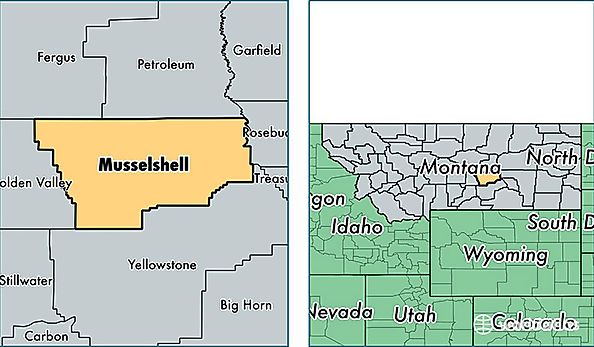 location of Musselshell county on a map